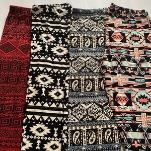 Buttery soft tribal print leggings lot PLUS size Large-2XL 4pc